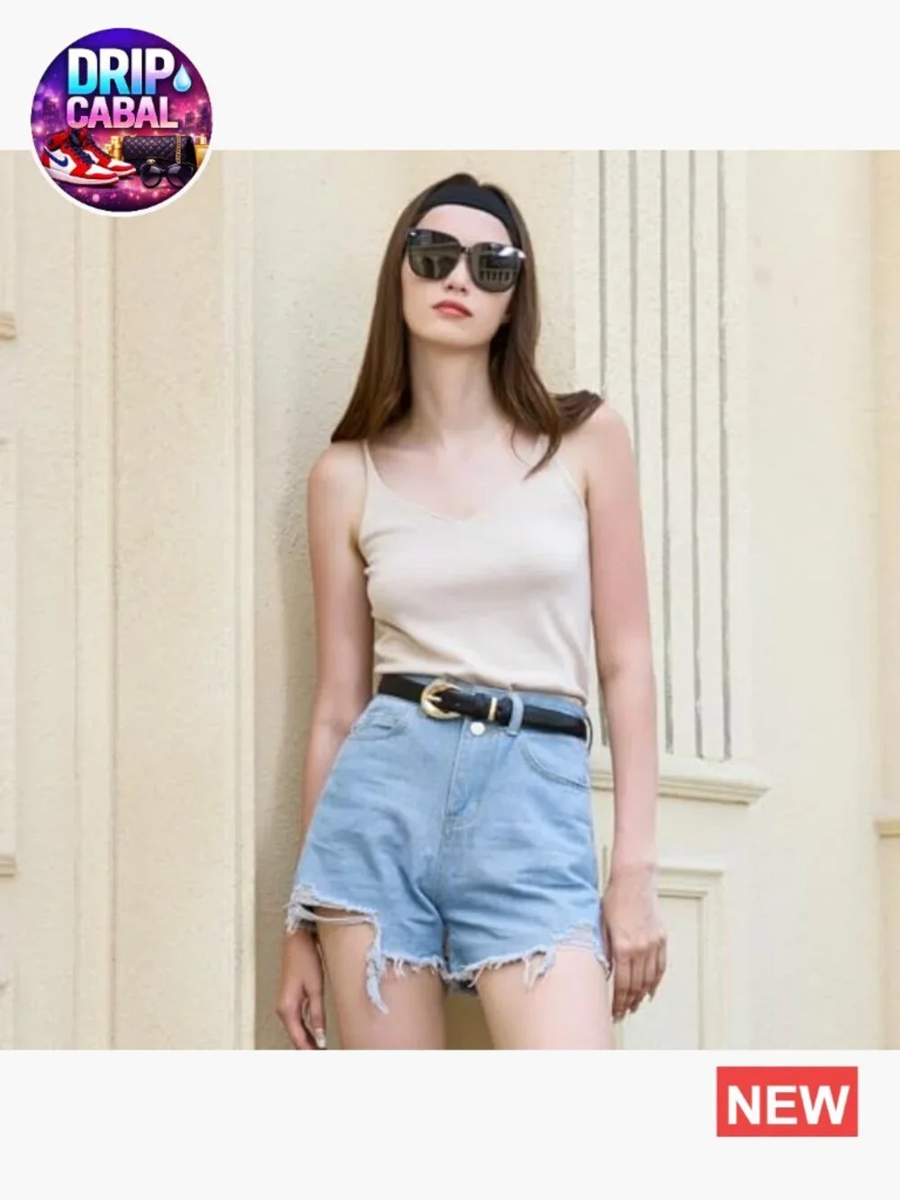 Women's Skinny Faux Leather Belt with Gold Buckle for Jeans Dresses